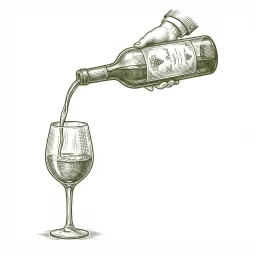 Wine being poured — etched illustration